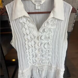Allison Taylor White Ruffled Blouse